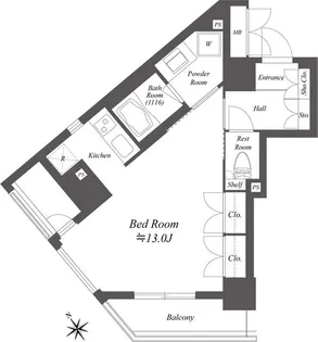 レジデンシャル目黒【0301号室】の間取り