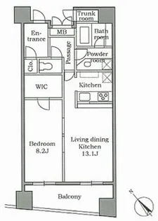 レジディア恵比寿Ⅱ【13階】の間取り