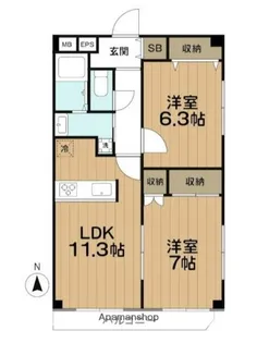 レジデンスミヤビ【3階】の間取り