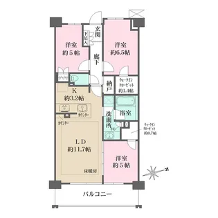 ザ・パークハウス花小金井ガーデンⅡ街区【6階】の間取り