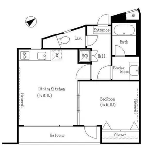 1DKの間取り画像