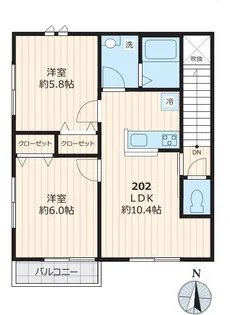 エテルノ小平 B棟【202号室号室】の間取り
