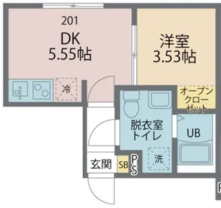 カインドネス柳沢中央【201号室号室】の間取り
