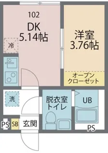 カインドネス柳沢中央【102号室号室】の間取り