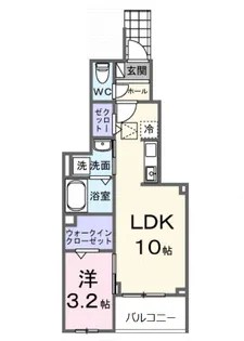 ヒカルサ西東京向台ウエスト【1階】の間取り