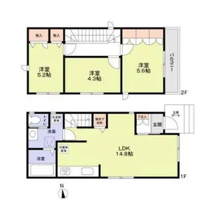 東京都杉並区高井戸西3丁目【一戸建】の間取り