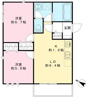 カームコートK【301号室号室】の間取り