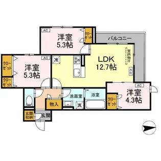 オルテンシア【3階】の間取り