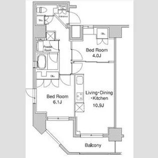 プラウドフラット浅草駒形【13階】の間取り