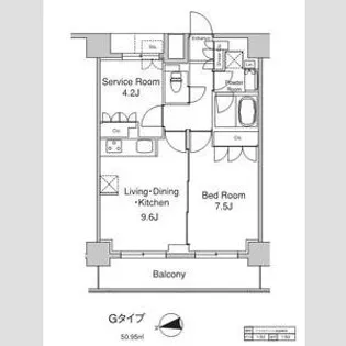プラウドフラット浅草駒形【12階】の間取り