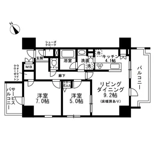 レジディア町屋【7階】の間取り
