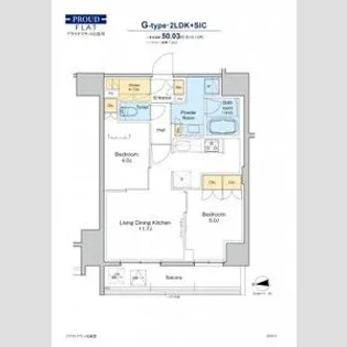 プラウドフラット日暮里【6階】の間取り