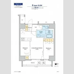 プラウドフラット日暮里【14階】の間取り