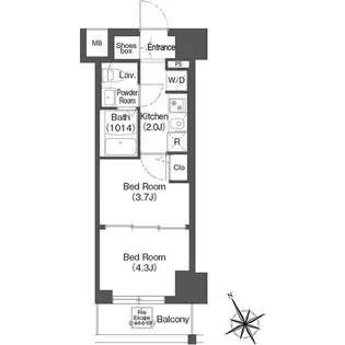 コンフォリア・リヴ根岸二丁目【10階】の間取り