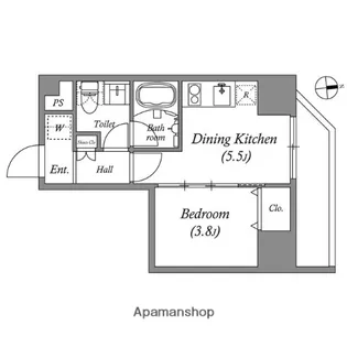 クオリタス浅草橋【5階】の間取り