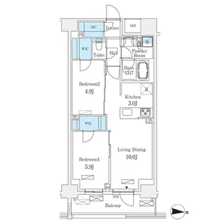 フロンティアレジデンス錦糸公園【4階】の間取り
