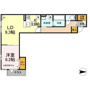 ラウレア六町【1階】の間取り