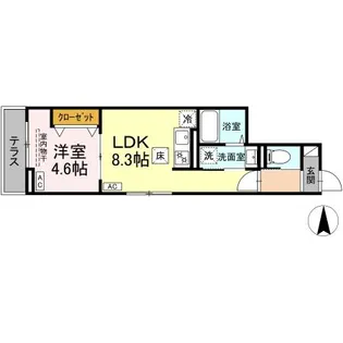 セレスティア谷在家II【1階】の間取り