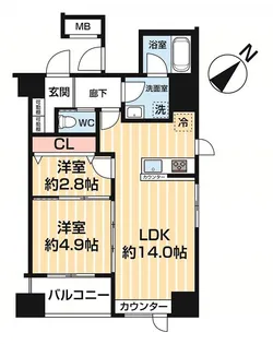 アスブルーム奥浅草【5階】の間取り
