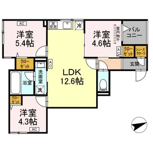 セレスティア一之江【3階】の間取り