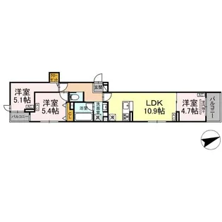 セレスティア一之江【3階】の間取り