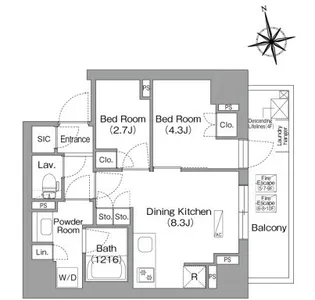 コンフォリア・リヴ門前仲町EAST【9階】の間取り