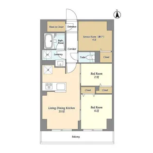 ドゥーエ尾久【2階】の間取り