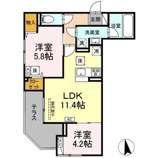 セレスティア谷中【1階】の間取り