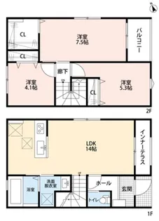 リーブルファイン足立神明【1階】の間取り