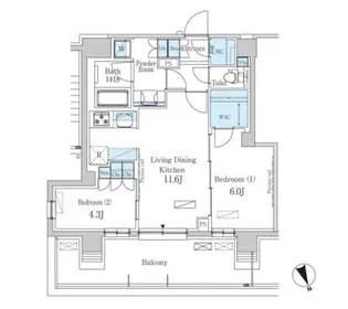 パークアクシス駒込HILLTOP【5階】の間取り