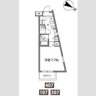 プライムアーバン烏山ガレリア【107号室】の間取り