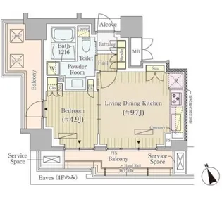ジオ四谷荒木町【4階】の間取り