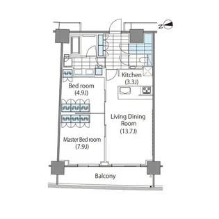 コンフォリア新宿イーストサイドタワー【6階】の間取り