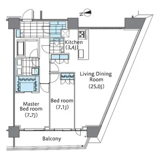 コンフォリア新宿イーストサイドタワー【7階】の間取り