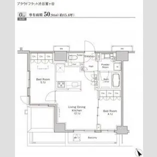 プラウドフラット渋谷富ヶ谷【9階】の間取り