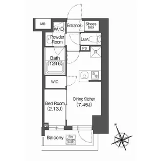 1DKの間取り画像