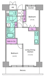 レジディア芝浦【7階】の間取り