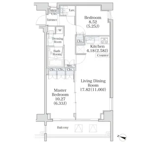 パークフラッツ市谷台町坂【7階】の間取り