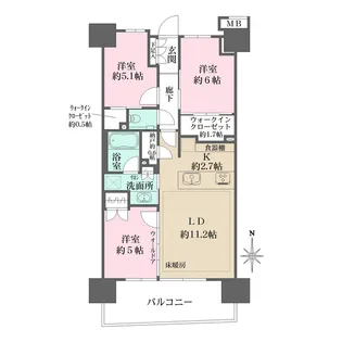 ガーデンクロス東京王子ガーデンコート【12階】の間取り