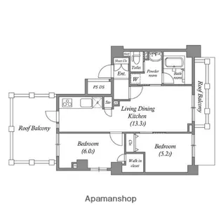 ルクレ板橋【6階】の間取り