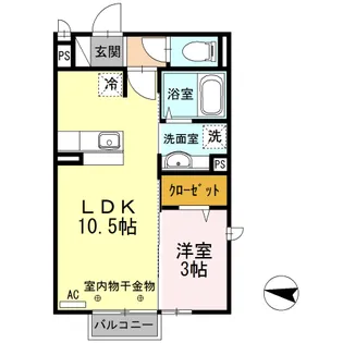 ゼルコヴァ北野【2階】の間取り