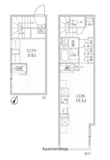ASTILE幡ヶ谷【1階】の間取り