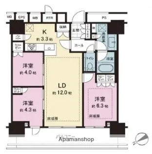 ザ・タワー十条【37階】の間取り