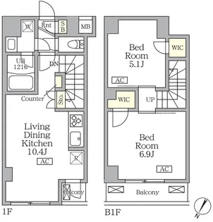 アジールコート三宿テラス【1階】の間取り
