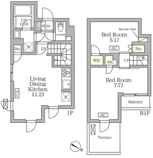 アジールコート三宿テラス【1階】の間取り