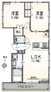サンライズ中野江原町【2階】の間取り