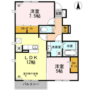 クレーヴェル【1階】の間取り