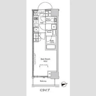 プラウドフラット門前仲町Ⅴ【4階】の間取り