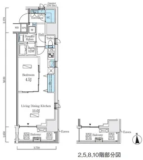 プライマル上野・稲荷町【6階】の間取り