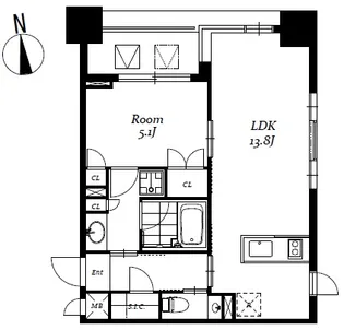 レジディア日本橋馬喰町Ⅲ【2階】の間取り